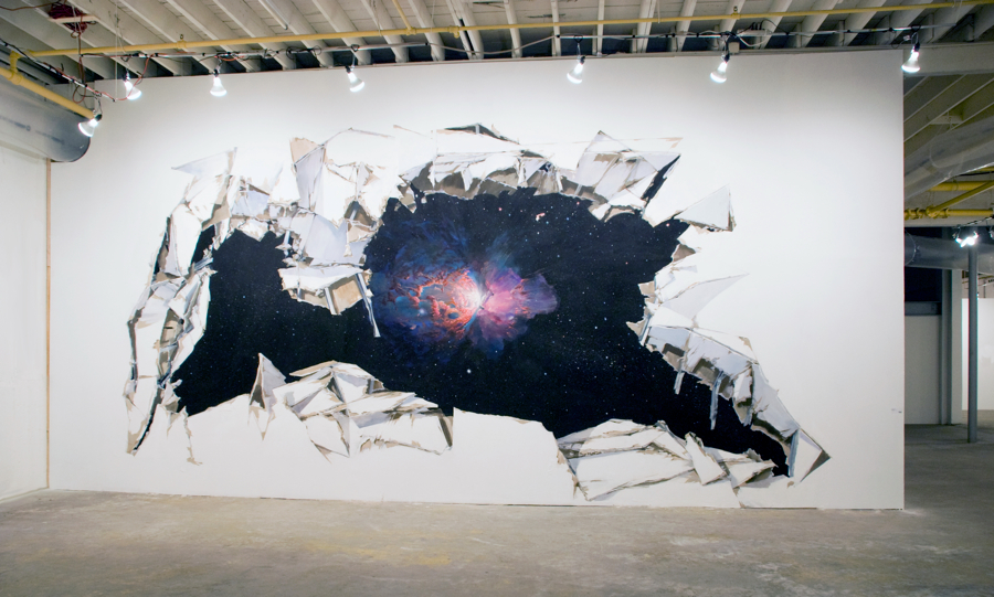 "Stardust," 2010 flash acrylic paint on tyvek 12 x 30 feet (144 x 360 inches)