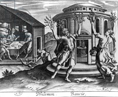 Philemon and Baucis, from an edition of the Metamorphoses of Ovid, published in Paris in 1619, (engraving)