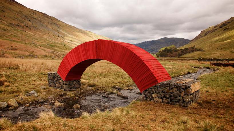 Steve Messam, PaperBridge, May 8-18, 2015, At the top of the Grisedale Valley, Patterdale, Cumbria, UK, 20,000 sheets of paper, four tons of found stone 16.4 x 5.9 x 2.95 feet