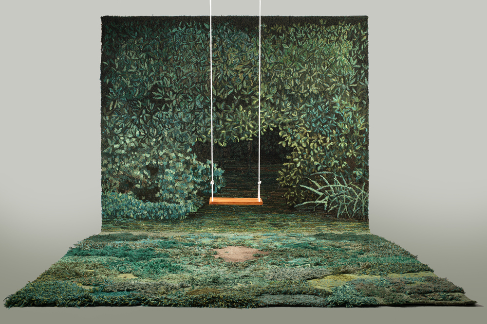 Shelter for a Memory by Alexandra Kehayoglou. Wool, paint, wood, rope. 2012.